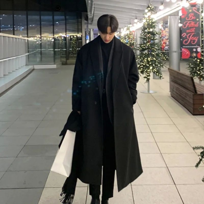 Korean Girls Lifestyle - เสื้อโค้ทผู้ชายสไตล์เกาหลี ทรงหลวม ลำลอง กระดุมแถวเดียว เสื้อผ้ากีฬา Cleanfit